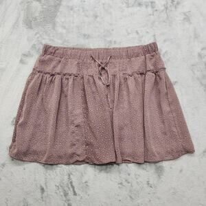Old Navy Skirt Women L Purple Mauve Ditsy Floral Ruffled Drawstring Chiffon Mini
